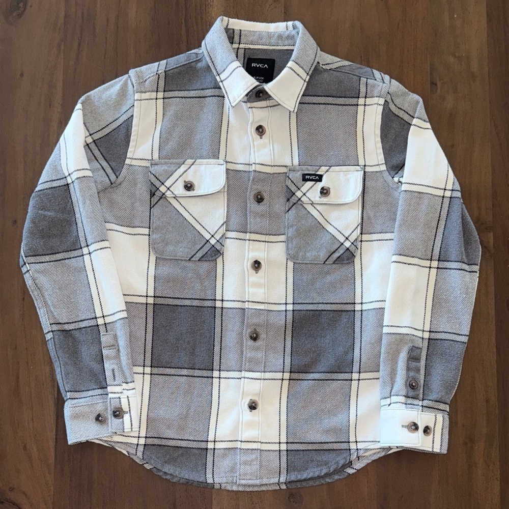 Boys RVCA Black and White Flannel Shirt